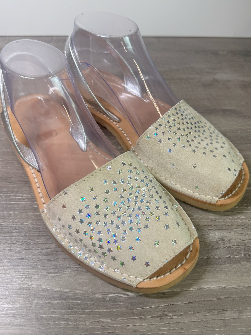 Castell Menorca Avarcas Menorquina Suede silver glitter Menorquinas sandals 39/9 - Picture 4 of 9